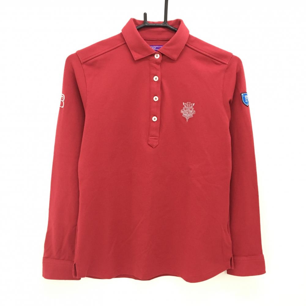 ビームスゴルフ 長袖ポロシャツ レッド ロゴ刺しゅう レディース M ゴルフウェア BEAMS GOLF