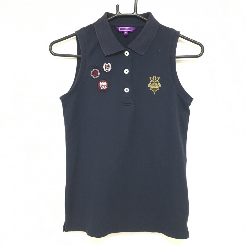 ビームスゴルフ ノースリーブポロシャツ ネイビー ワッペン  レディース M ゴルフウェア BEAMS GOLF
