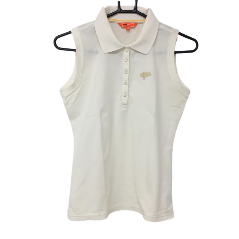 ビームスゴルフ ノースリーブポロシャツ 白 ロゴワッペン  レディース M ゴルフウェア BEAMS GOLF