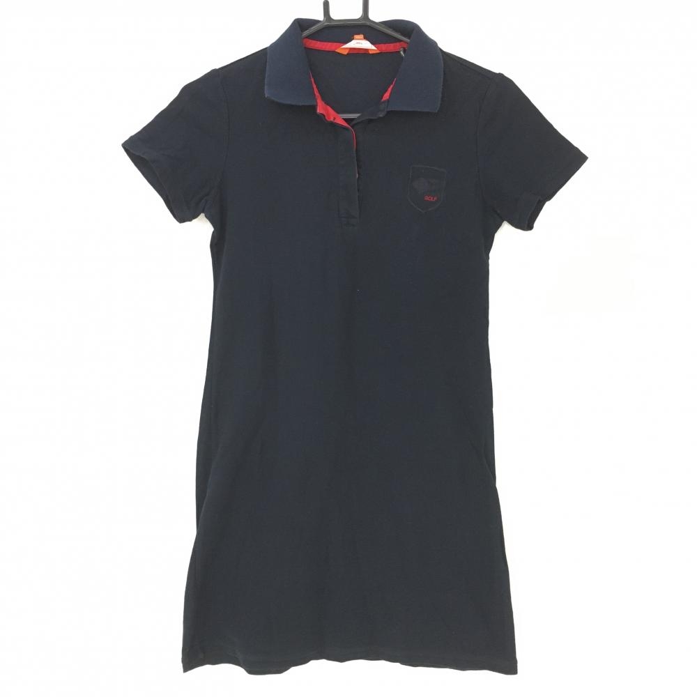 ビームスゴルフ ワンピース ネイビー×レッド シンプル ロゴ刺しゅう レディース M ゴルフウェア BEAMS GOLF