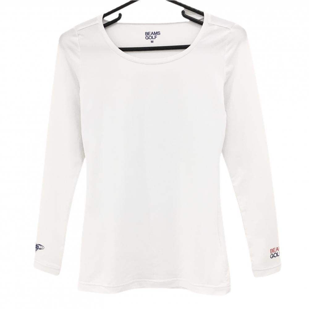 【超美品】ビームスゴルフ インナーシャツ 白 ロゴプリント レディース M ゴルフウェア BEAMS GOLF