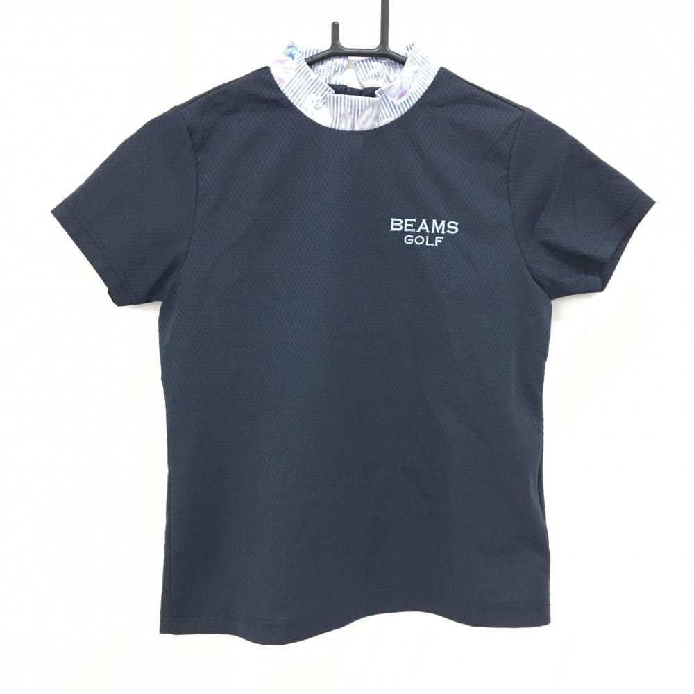 【超美品】ビームスゴルフ 半袖ハイネックシャツ ネイビー  レディース S ゴルフウェア 2023年モデル BEAMS GOLF