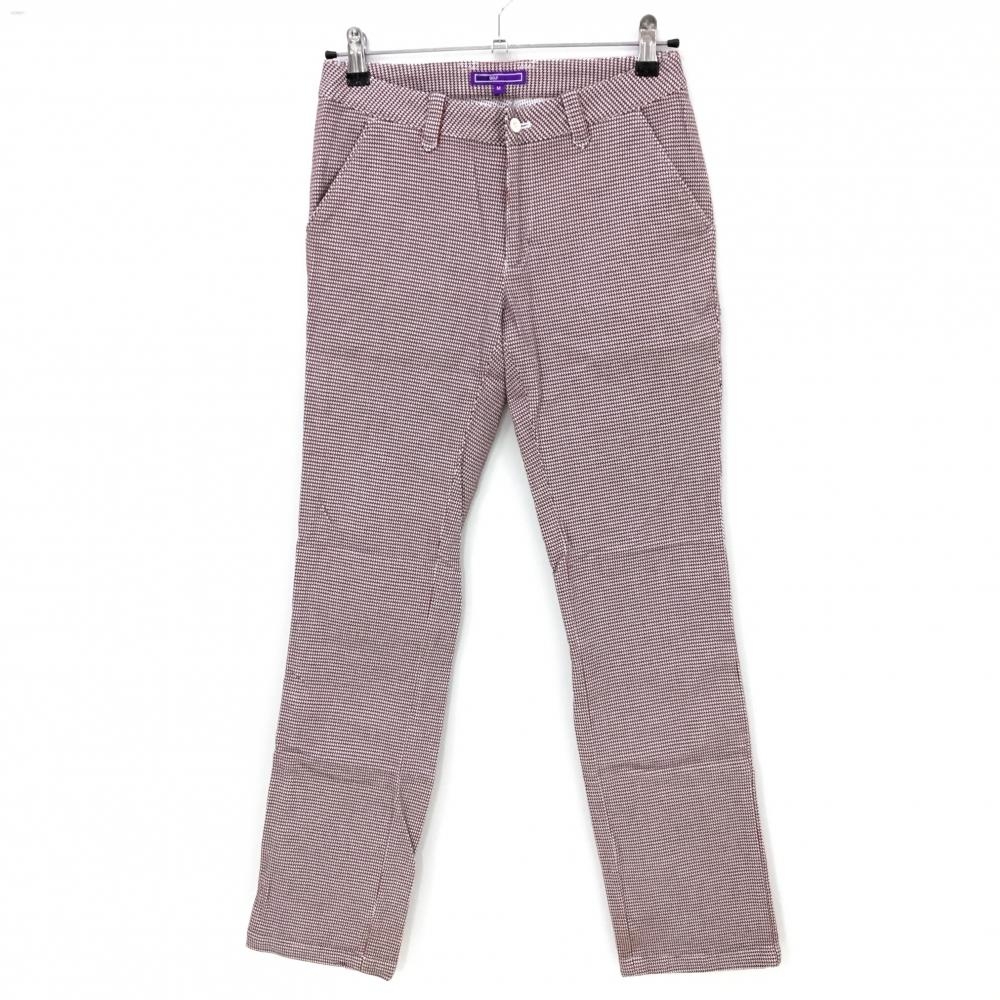 ビームスゴルフ パンツ レッド×黒 総柄織生地 ストレッチ  レディース M ゴルフウェア BEAMS GOLF