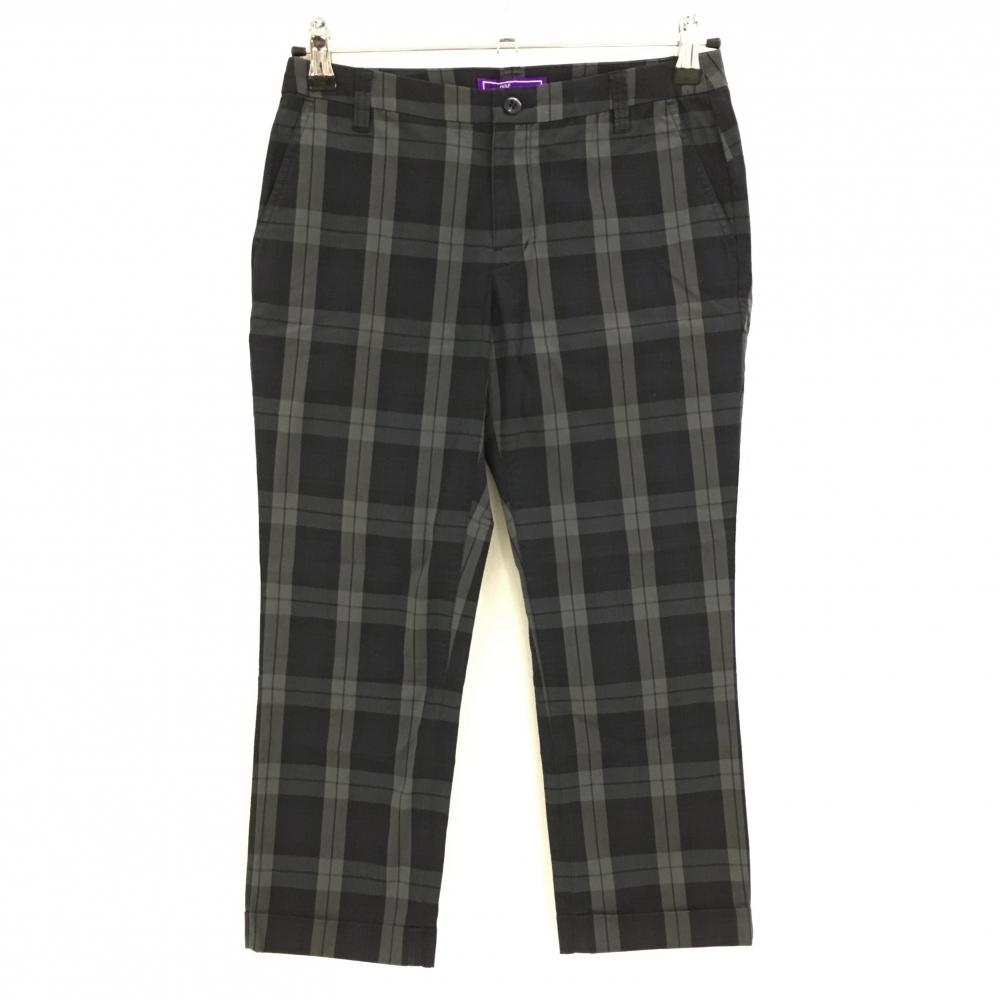 【美品】ビームスゴルフ 半端丈パンツ 黒×グレー チェック レディース S ゴルフウェア BEAMS GOLF