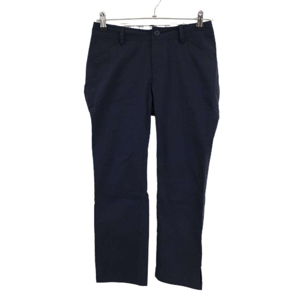 ビームスゴルフ パンツ ネイビー サッカー生地 刺しゅう 裾スリット レディース S ゴルフウェア BEAMS GOLF