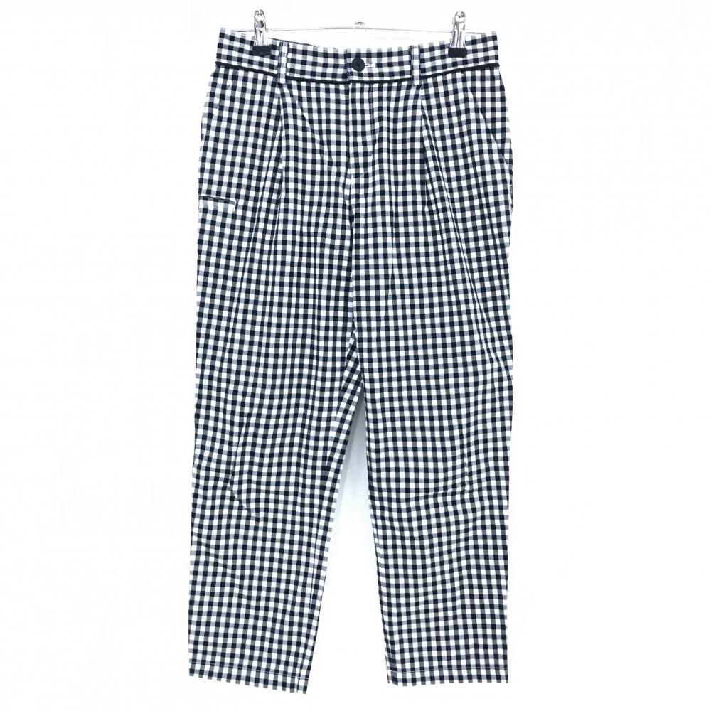【美品】ビームスゴルフ 半端丈パンツ 白×黒 チェック ウエスト一部ゴム  レディース M ゴルフウェア BEAMS GOLF