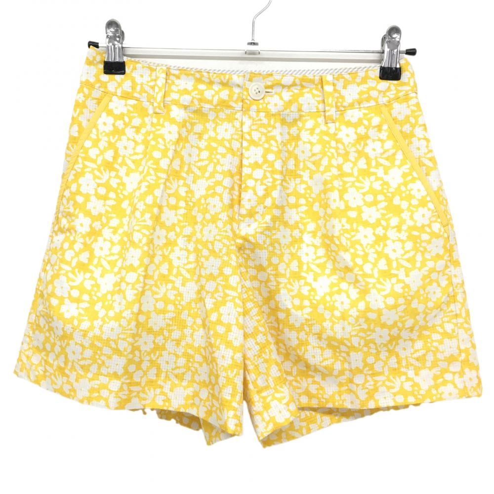 【超美品】ビームスゴルフ ショートパンツ イエロー×白 花柄 薄手 レディース S ゴルフウェア BEAMS GOLF