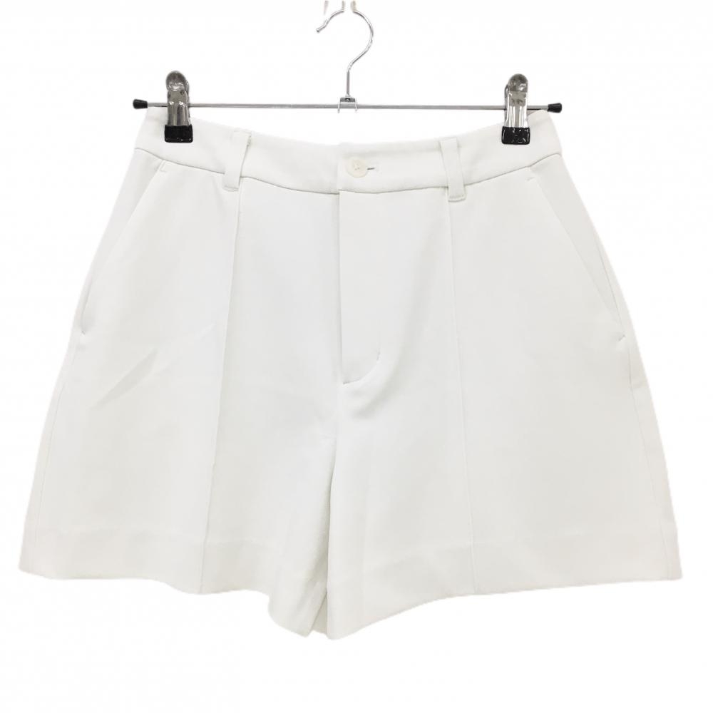【新品】ビームスゴルフ ショートパンツ 白 無地 ロゴゴールド レディース M ゴルフウェア 2024年モデル BEAMS GOLF