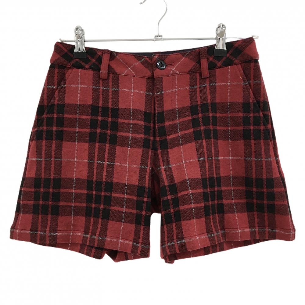 【超美品】ビームスゴルフ ショートパンツ レッド×黒 チェック ストレッチ  レディース M ゴルフウェア BEAMS GOLF