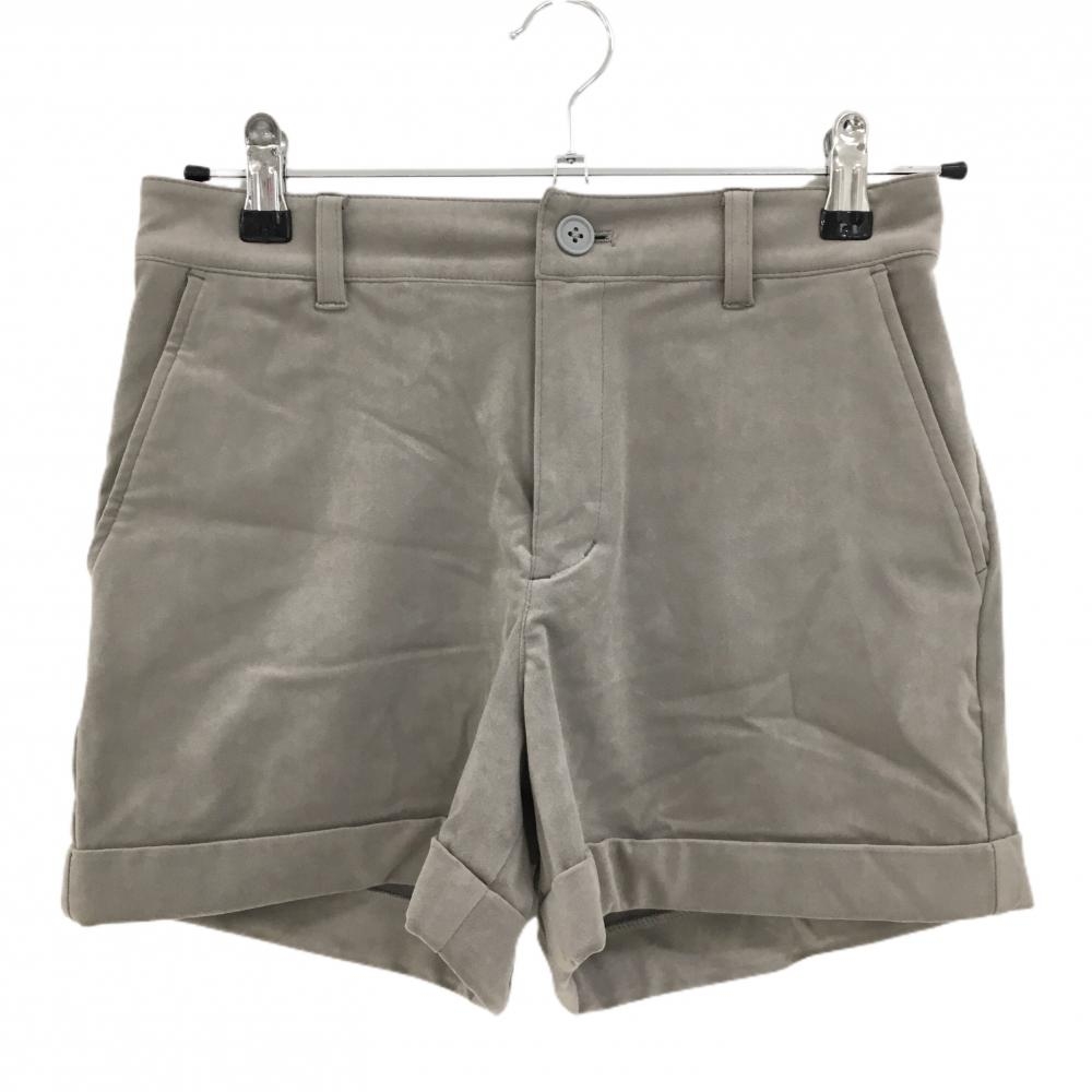 【超美品】ビームスゴルフ ショートパンツ グレージュ ベロア調 バックロゴワッペン レディース S ゴルフウェア BEAMS GOLF