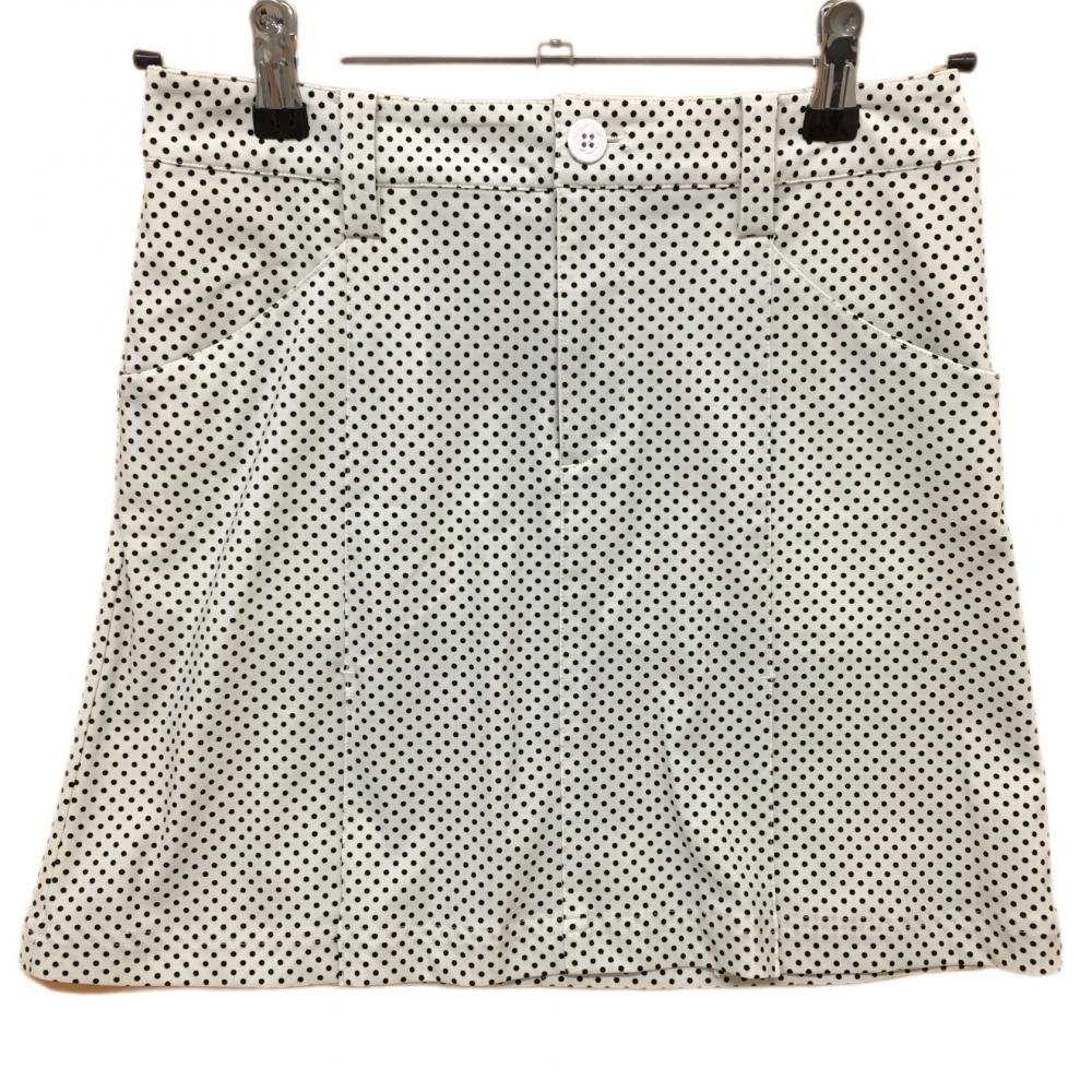 【超美品】ビームスゴルフ ストレッチスカート 白×黒 ドット柄 ナイロン85% レディース S ゴルフウェア BEAMS GOLF