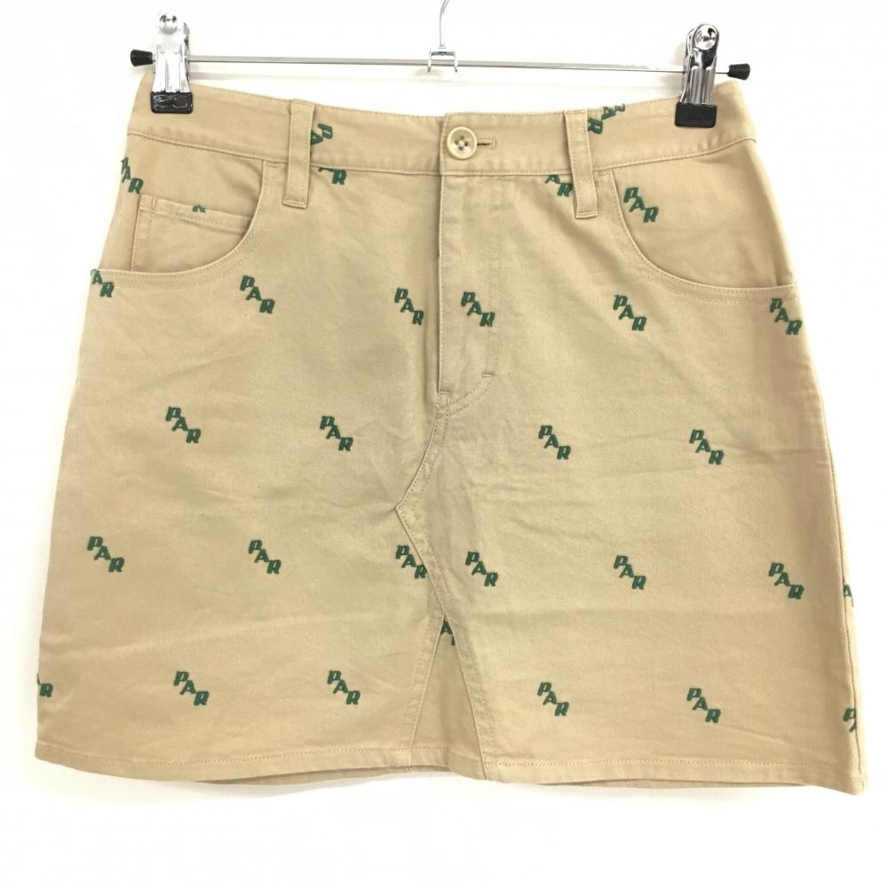 ビームスゴルフ スカート ライトブラウン×グリーン 刺しゅう総柄 レディース S ゴルフウェア BEAMS GOLF