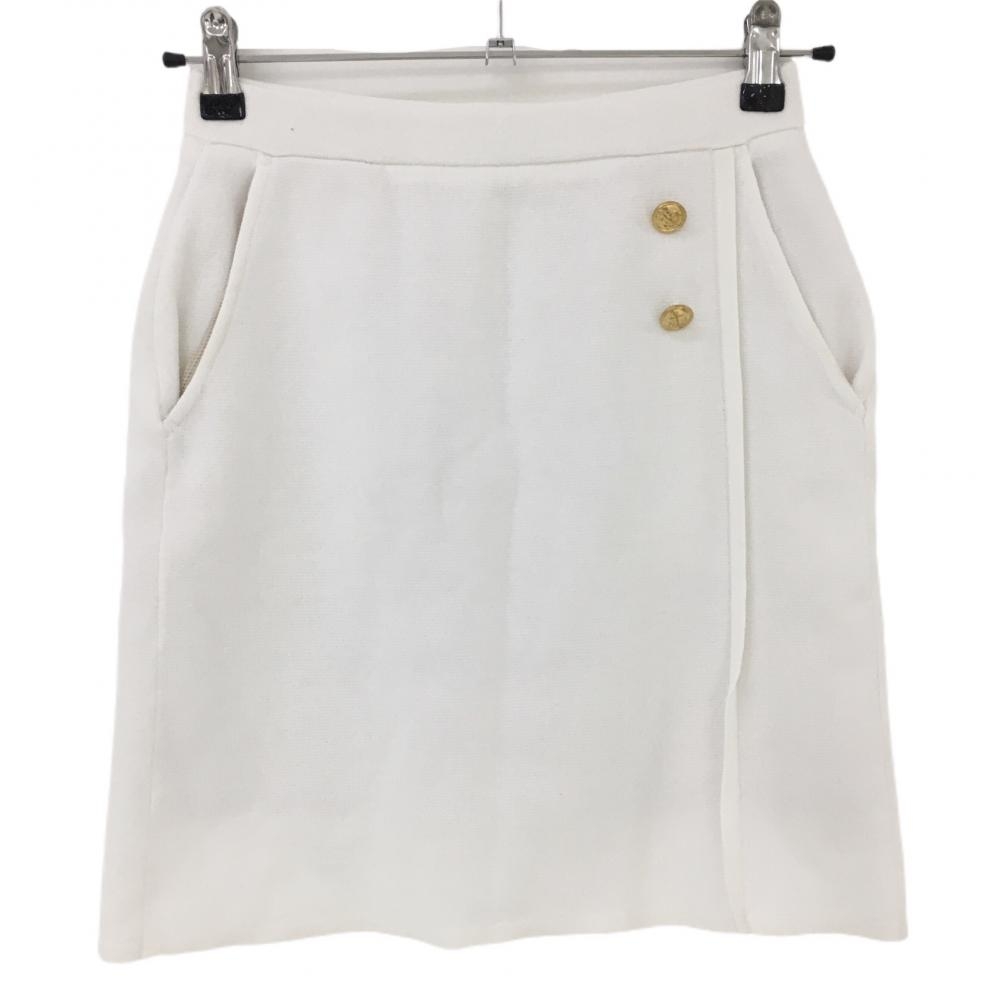 【超美品】ビームスゴルフ ニットスカート 白 金ボタン 裏地メッシュ レディース S ゴルフウェア 2022年モデル BEAMS GOLF