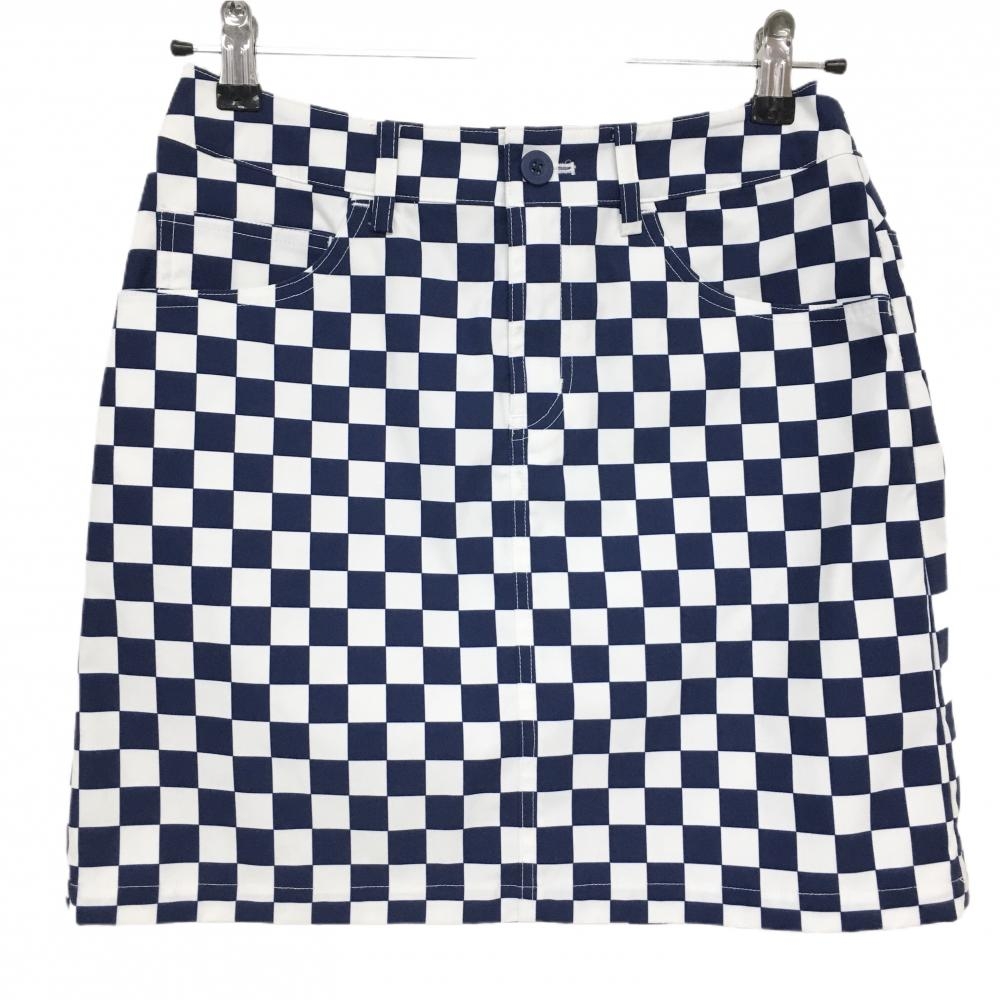 ビームスゴルフ スカート ネイビー×白 ブロックチェック レディース M ゴルフウェア BEAMS GOLF