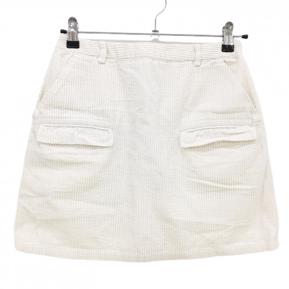 【超美品】ビームスゴルフ コーデュロイスカート 白 複数ポケット 裏地付 レディース M ゴルフウェア BEAMS GOLF