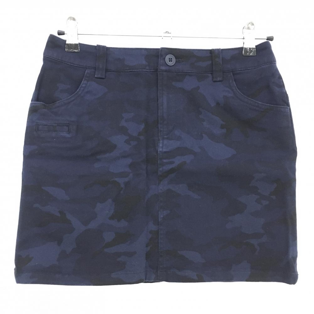 【美品】ビームスゴルフ スカート ネイビー カモフラ柄 迷彩 ストレッチ  レディース M ゴルフウェア BEAMS GOLF
