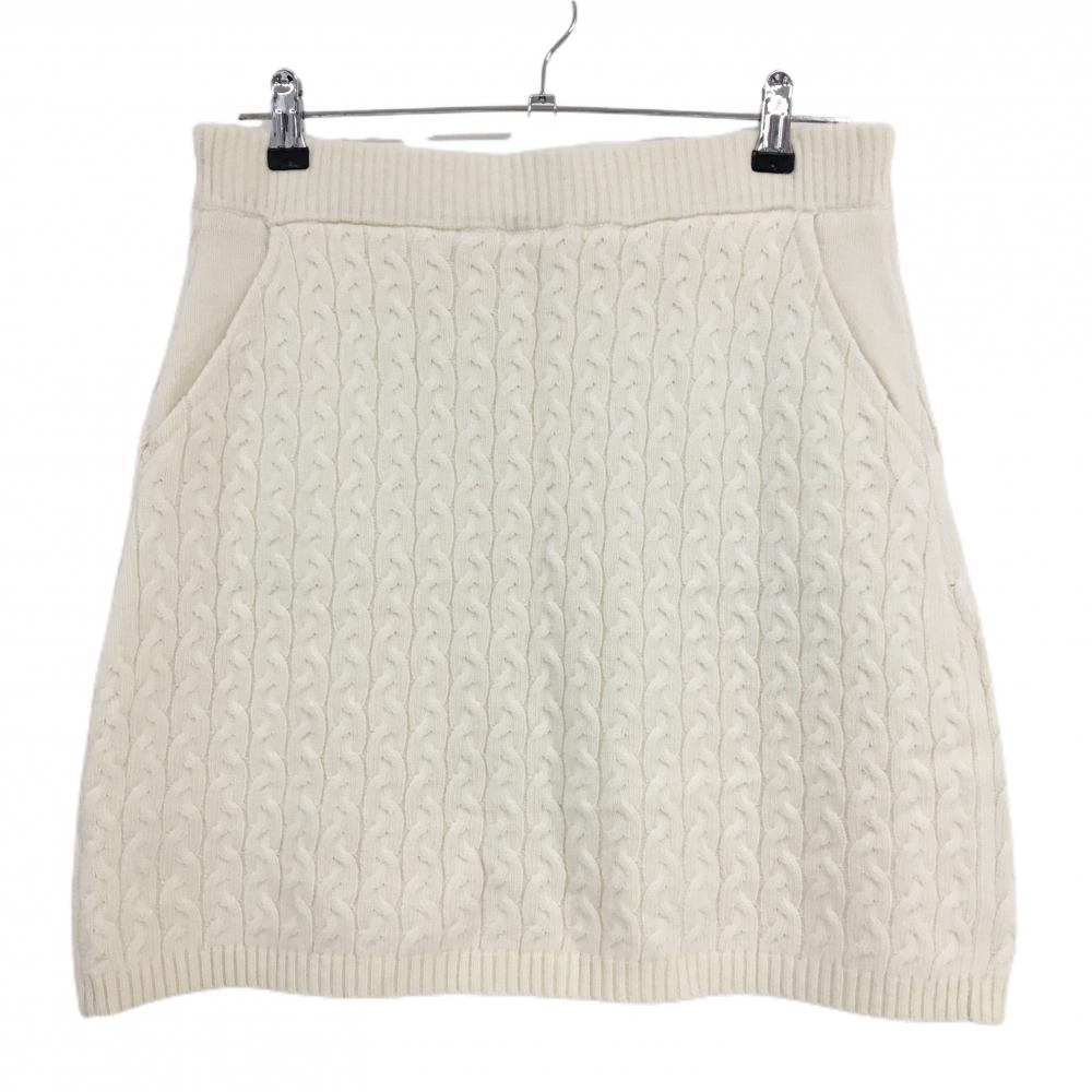 【超美品】ビームスゴルフ ニットスカート 白 ケーブル編み ニット レディース L ゴルフウェア BEAMS GOLF