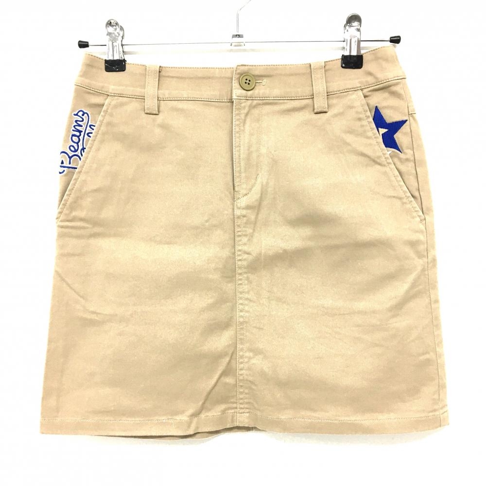 ビームスゴルフ スカート ライトブラウン×ブルー ポケット口刺しゅう レディース XS ゴルフウェア BEAMS GOLF