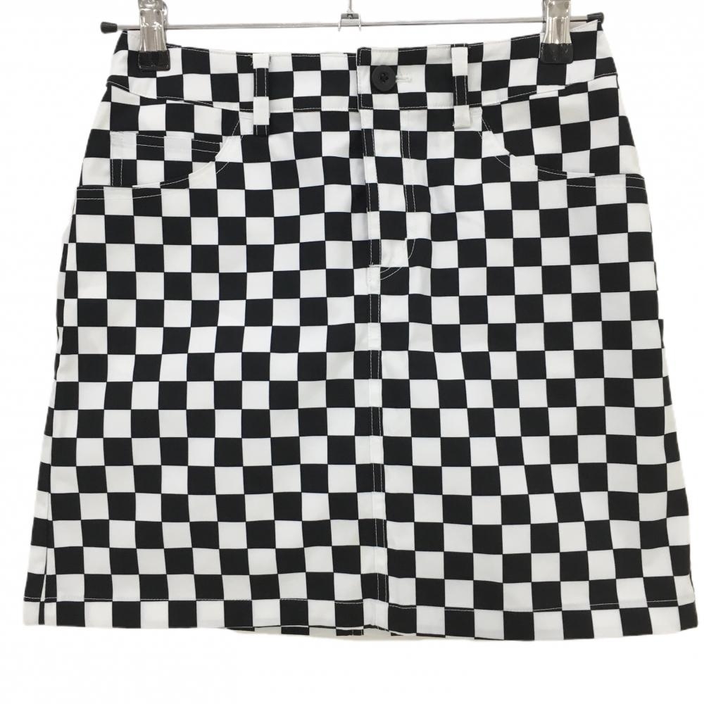 【美品】ビームスゴルフ スカート 白×黒 ブロックチェック レディース S ゴルフウェア BEAMS GOLF