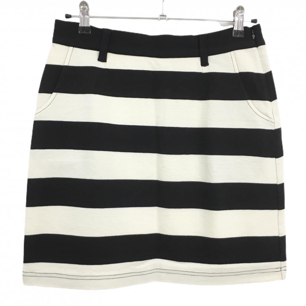 【新品】ビームスゴルフ スカート 黒×白 ボーダー 裏地付き レディース L ゴルフウェア BEAMS GOLF