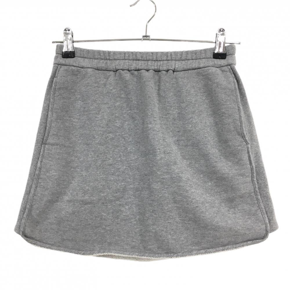 【美品】ビームスゴルフ スカート 杢グレー×白 後ろロゴ ウエストゴム コットン100％  レディース S ゴルフウェア BEAMS GOLF