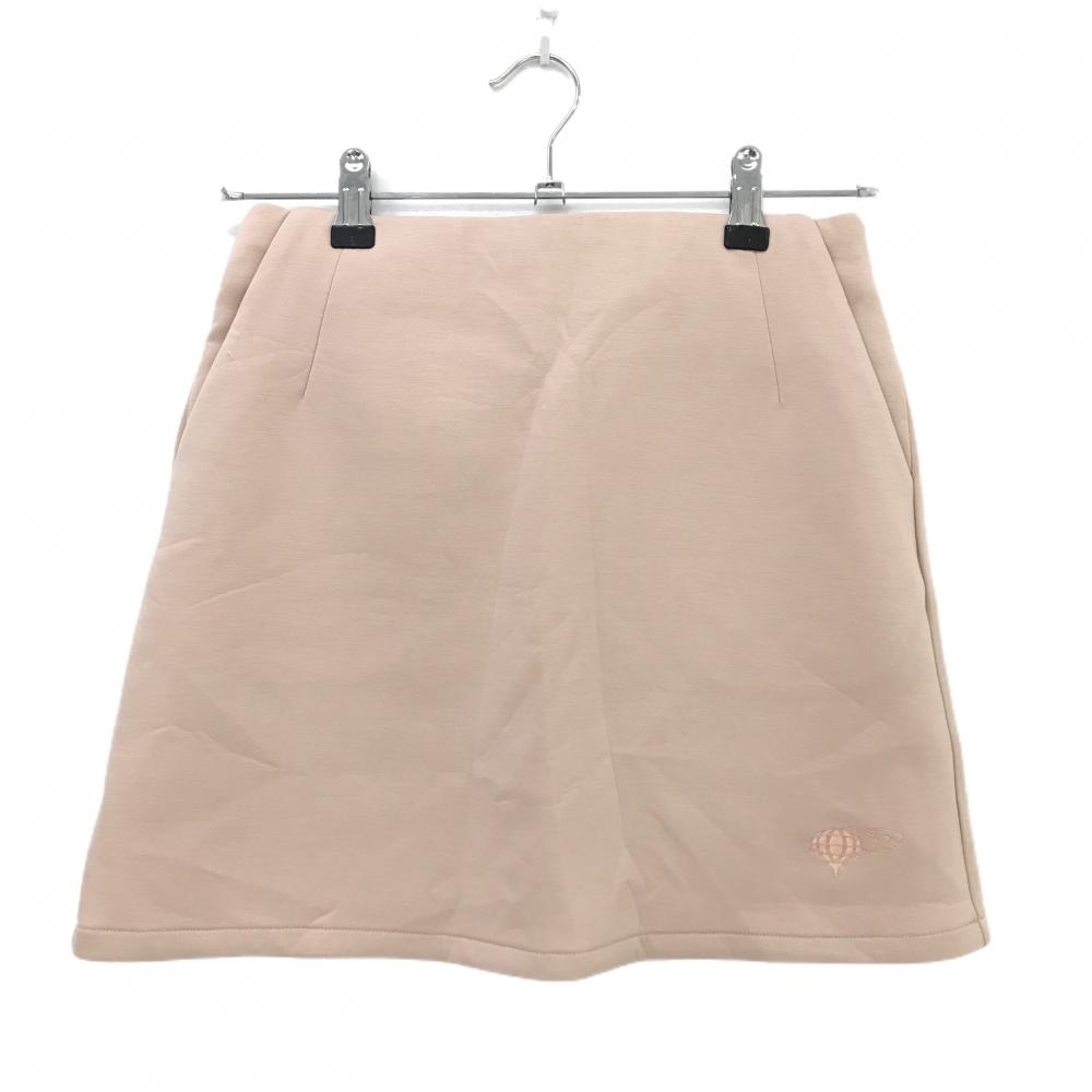 【超美品】ビームスゴルフ スカート ベージュ ロゴ刺しゅう 後ろジップ レディース M ゴルフウェア BEAMS GOLF