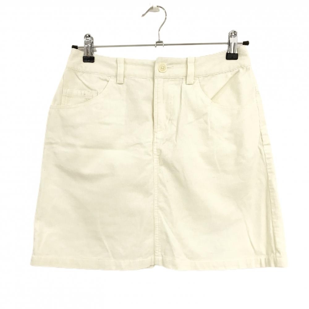 【美品】ビームスゴルフ コーデュロイスカート 白 ロゴワッペン レディース S ゴルフウェア BEAMS GOLF