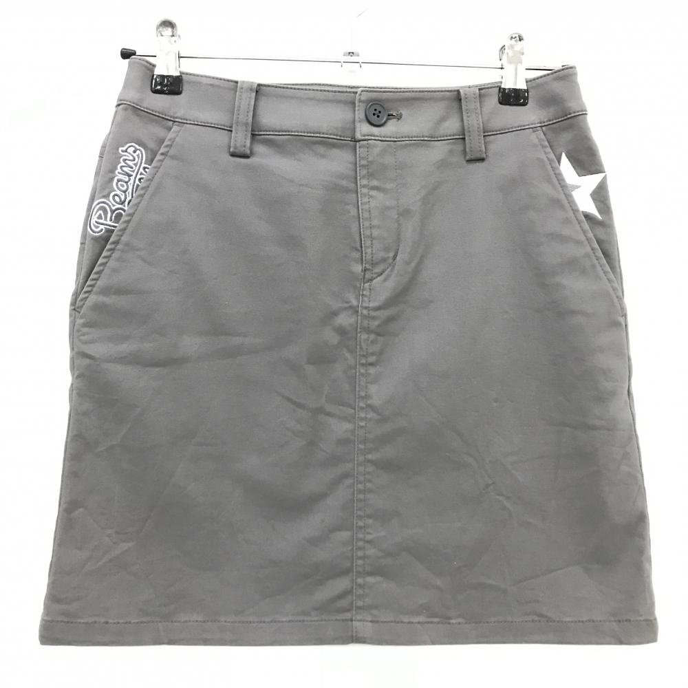 【超美品】ビームスゴルフ スカート グレー ロゴ白 ストレッチ  レディース S ゴルフウェア BEAMS GOLF