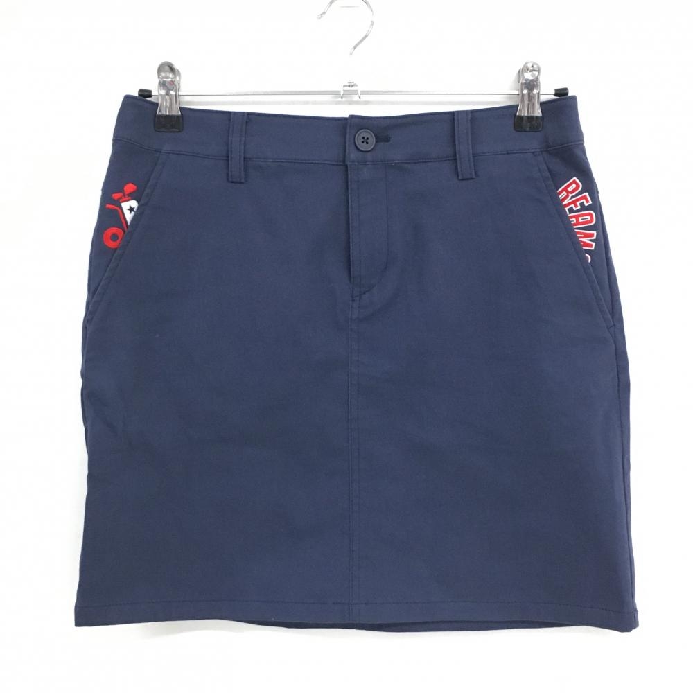 ビームスゴルフ スカート ネイビー×レッド カート刺しゅう レディース M ゴルフウェア BEAMS GOLF