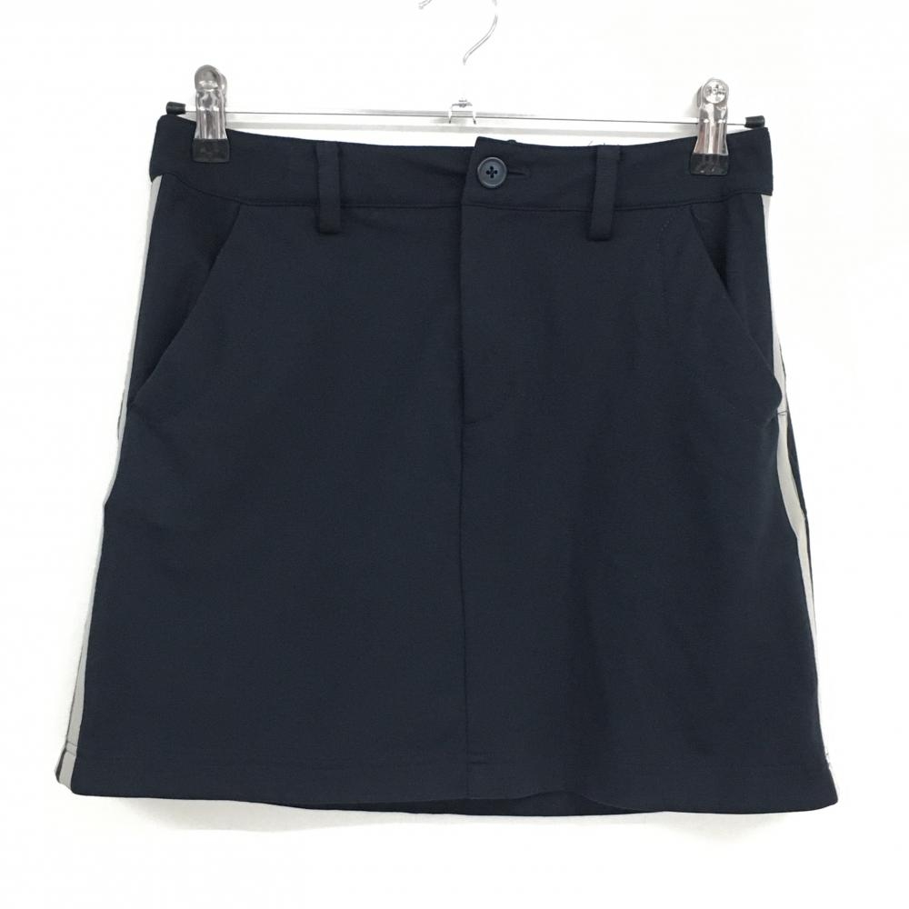【美品】ビームスゴルフ スカート ネイビー×グレー サイド2ライン 背面ロゴワッペン  レディース M ゴルフウェア BEAMS GOLF