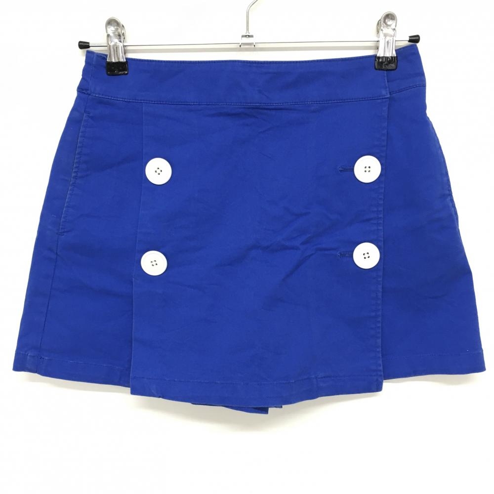 ビームスゴルフ キュロットスカート ブルー×白 バックロゴ刺しゅう ラップスカート風  レディース S ゴルフウェア BEAMS GOLF