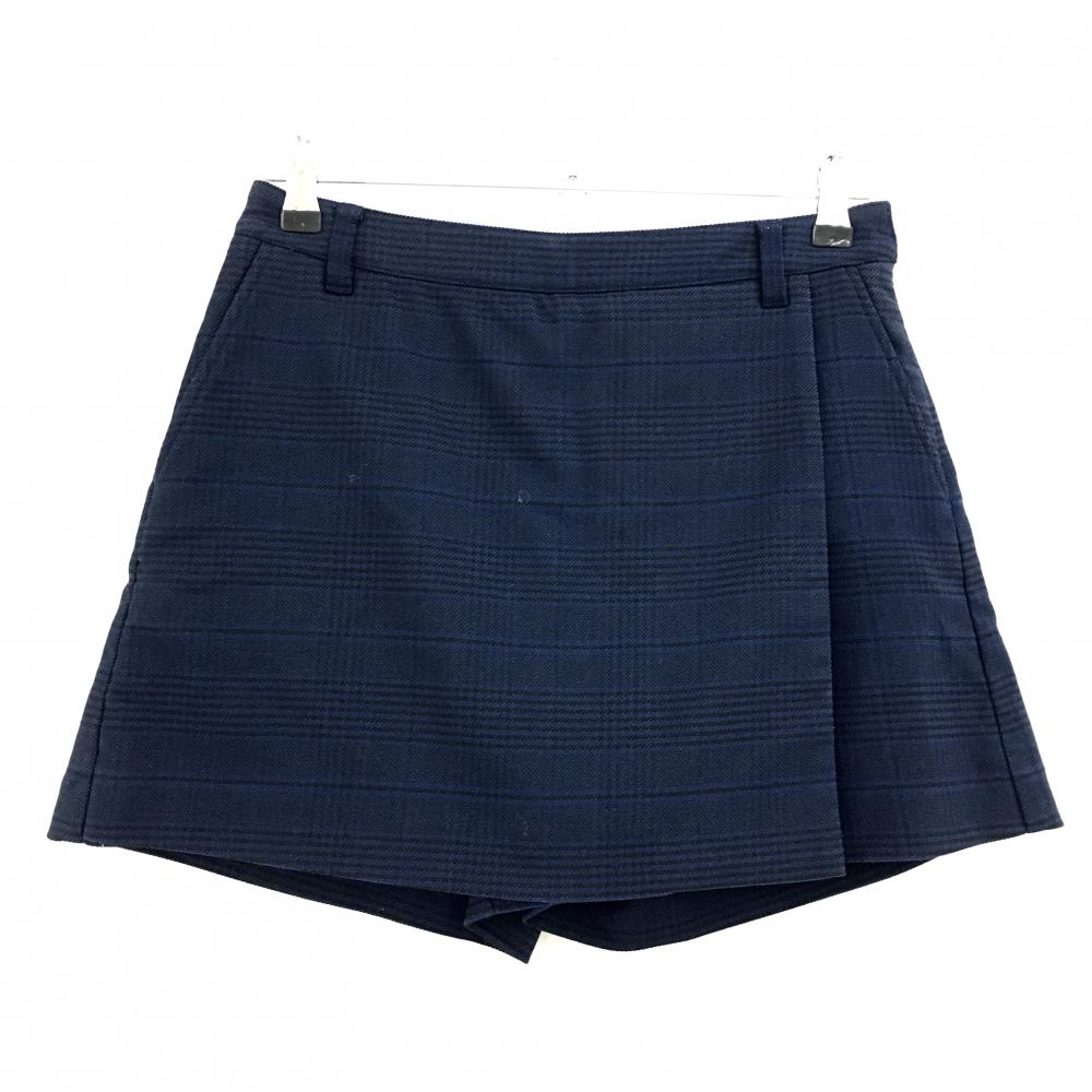 【美品】ビームスゴルフ キュロットスカート ネイビー チェック 裏地付  レディース M ゴルフウェア BEAMS GOLF