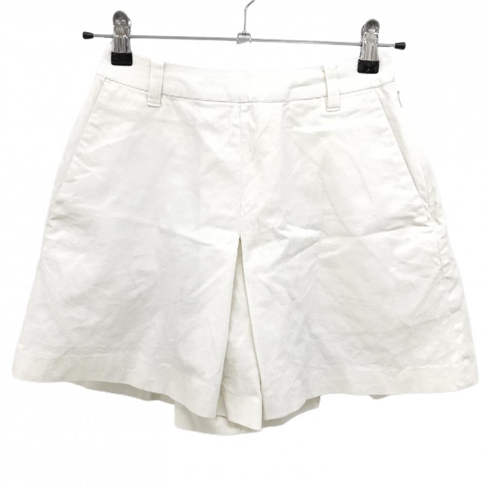 【美品】ビームスゴルフ キュロットスカート 白 コーデュロイ 後ロゴ刺しゅう レディース S ゴルフウェア BEAMS GOLF