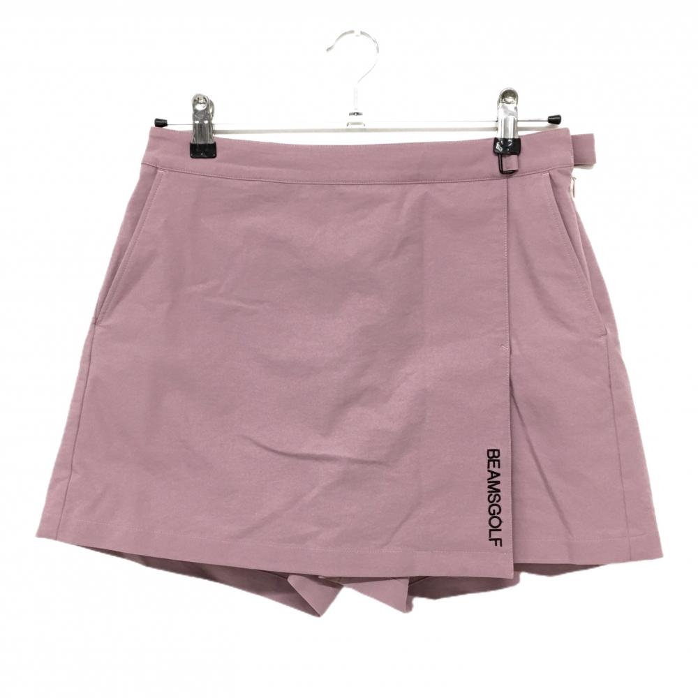 【超美品】ビームスゴルフ キュロットスカート スモーキーピンク ロゴ黒 ストレッチ レディース M ゴルフウェア サンプル品 BEAMS GOLF