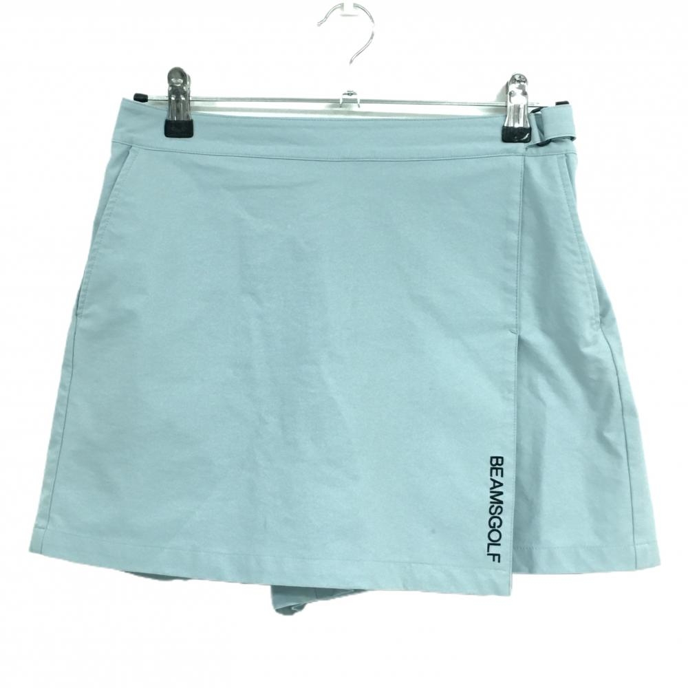 ビームスゴルフ キュロットスカート ライトブルー ロゴ黒 ストレッチ レディース M ゴルフウェア BEAMS GOLF