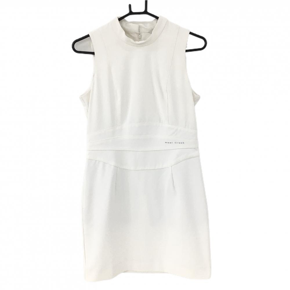 ヒールクリーク ノースリーブワンピース 白 ウエストロゴ レディース 40(M) ゴルフウェア Heal Creek