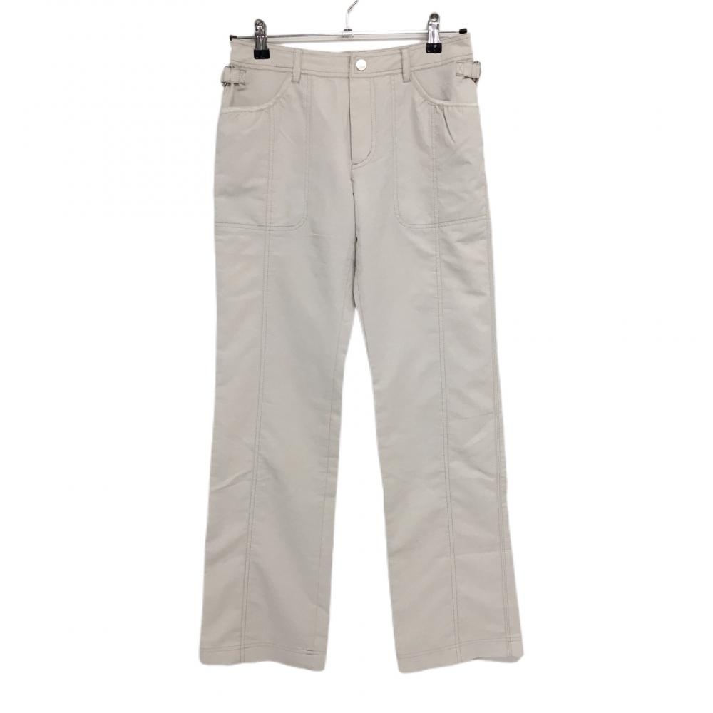 【超美品】ヒールクリーク パンツ ベージュ イヌ刺しゅう レディース 38 ゴルフウェア Heal Creek