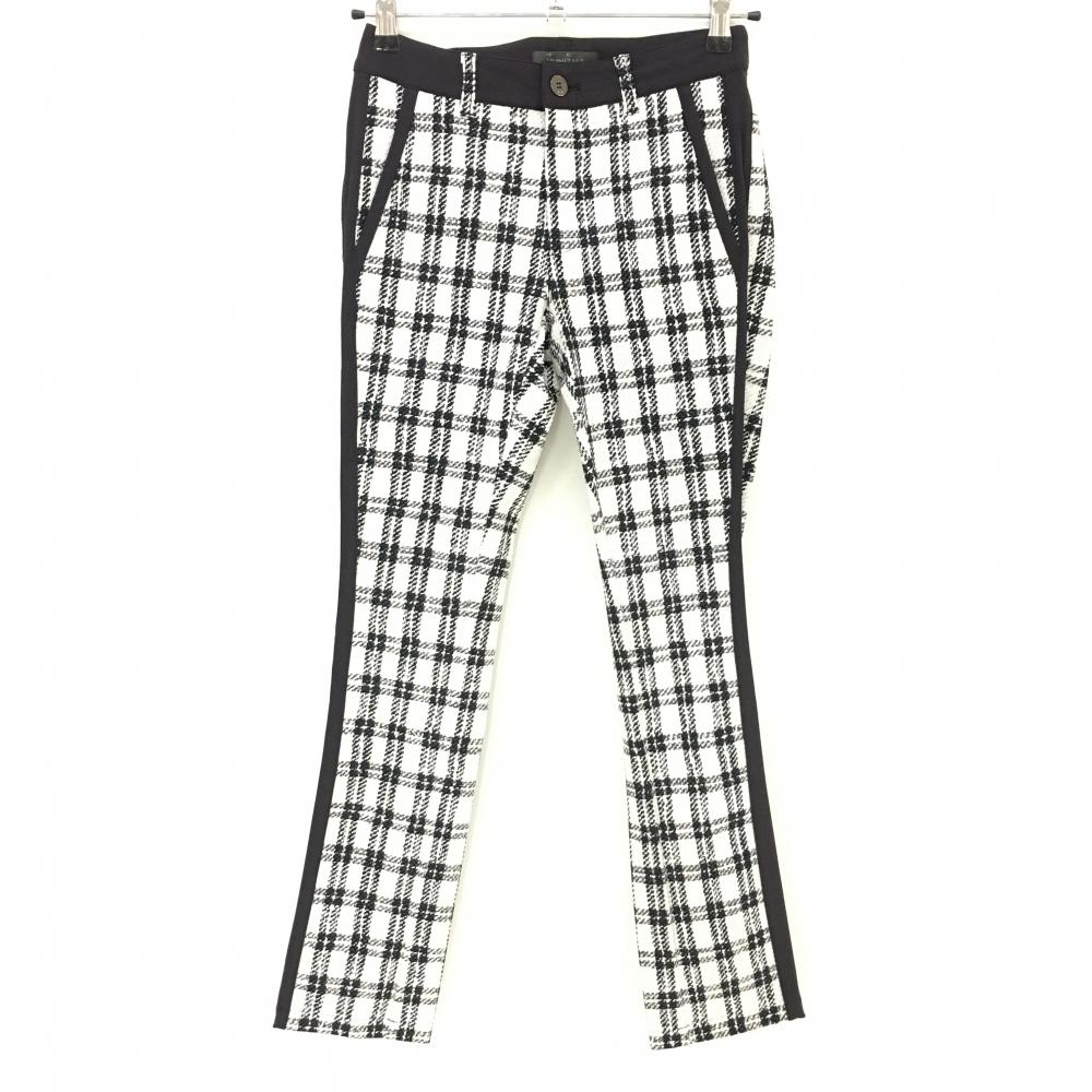 【美品】ムニタルプ ヒールクリーク パンツ 白×黒 チェック  レディース 38(S) ゴルフウェア Heal Creek