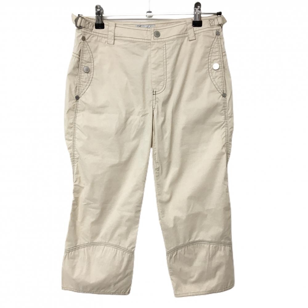 【美品】ヒールクリーク 七分丈パンツ ベージュ 裾ボタン レディース 38(S) ゴルフウェア Heal Creek
