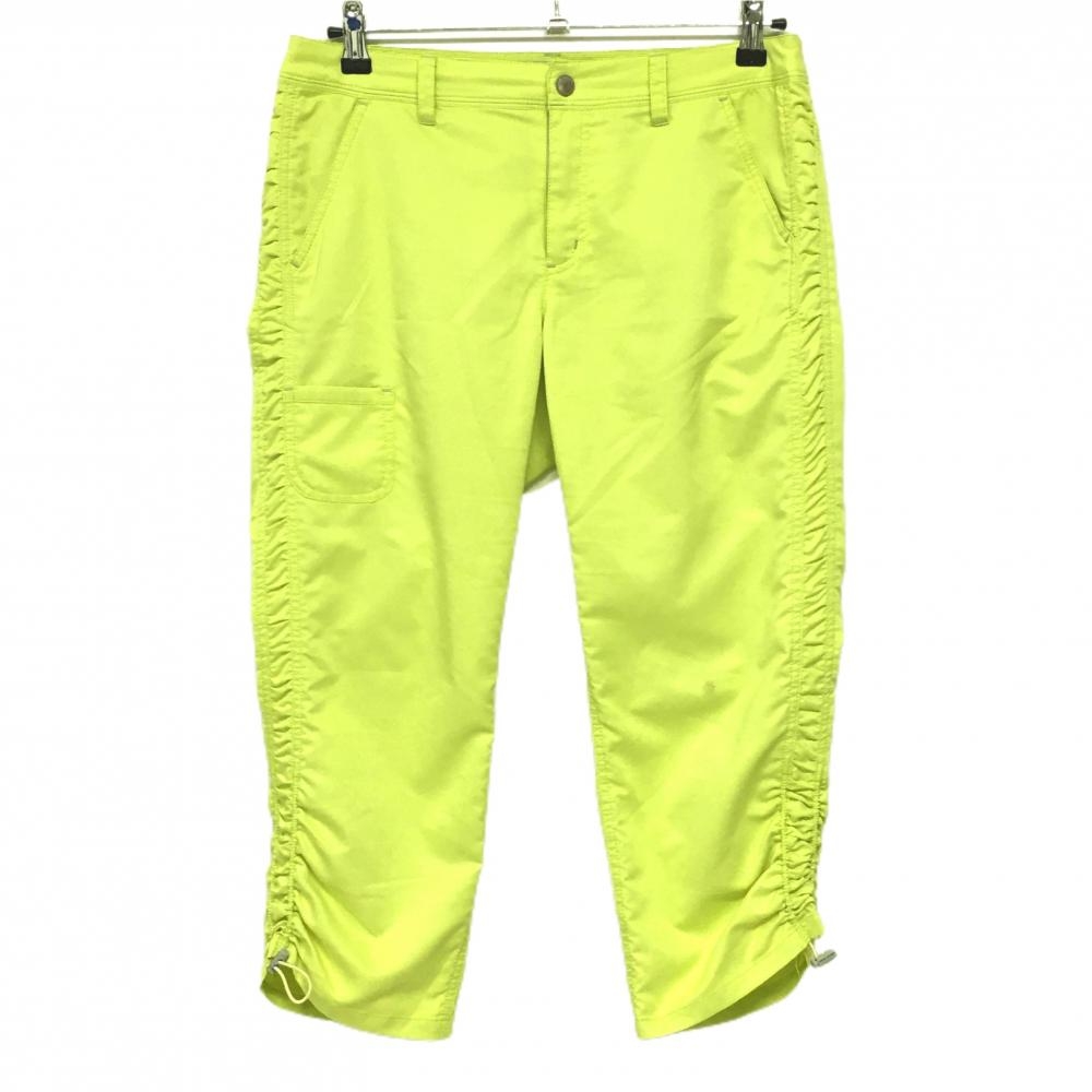 ヒールクリーク 七分丈パンツ ライムイエロー 裾シャーリング レディース 42(L) ゴルフウェア Heal Creek
