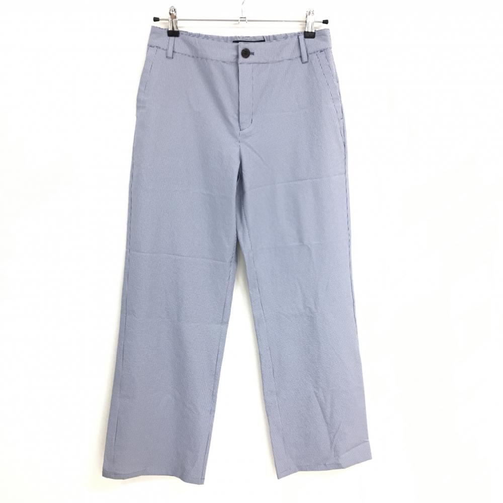 【超美品】ムニタルプ パンツ ブルー×白 チェック ヒールクリーク レディース 42(L) ゴルフウェア Heal Creek