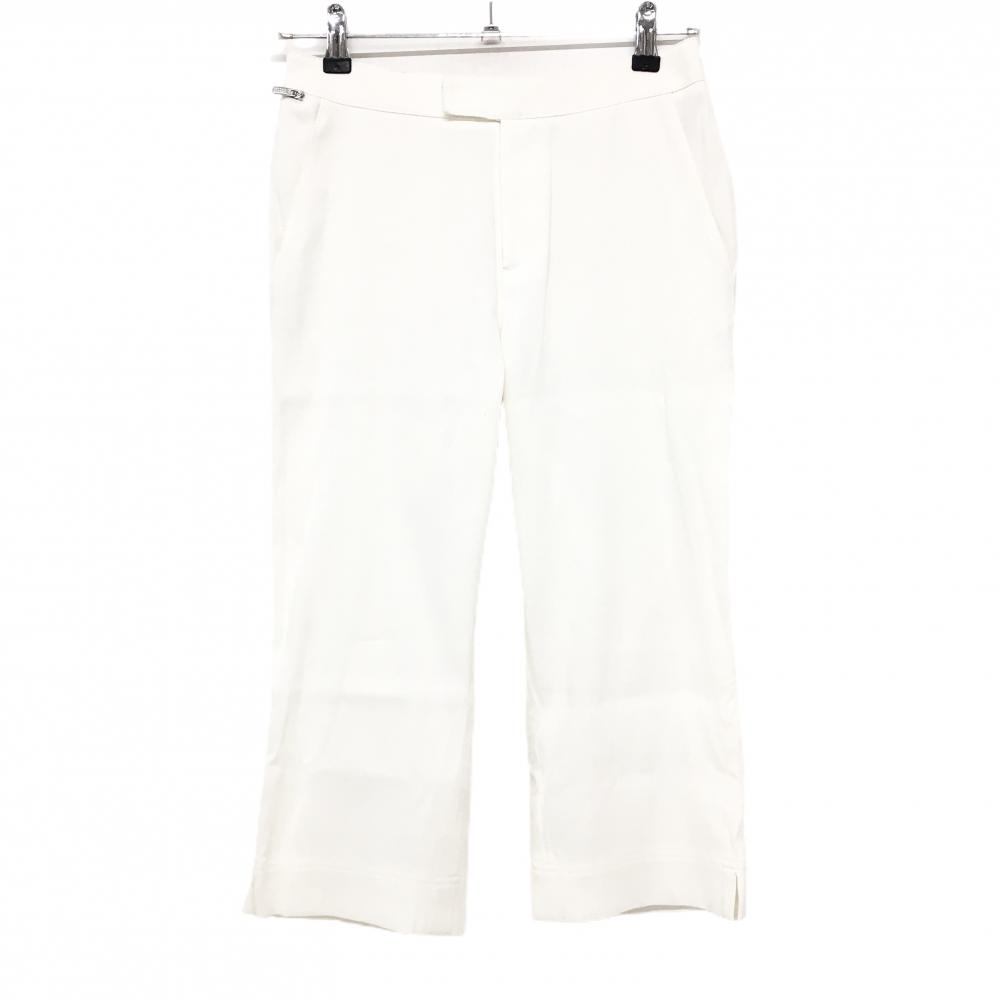 【超美品】ヒールクリーク 七分丈パンツ 白 シンプル ストレッチ レディース 40(M) ゴルフウェア Heal Creek