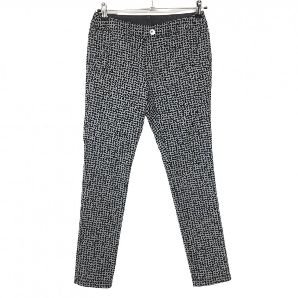【新品】ヒールクリーク リバーシブルパンツ グレー×黒 総柄 裏デニム レディース 40(M) ゴルフウェア Heal Creek