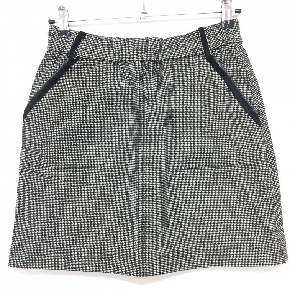 【超美品】ヒールクリーク スカート 黒×白 千鳥格子 ストレッチ ウエストゴム レディース 40(M) ゴルフウェア Heal Creek