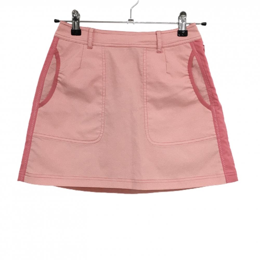 【超美品】ヒールクリーク スカート ピンク×白 千鳥格子 サイド切替 レディース 38 ゴルフウェア Heal Creek