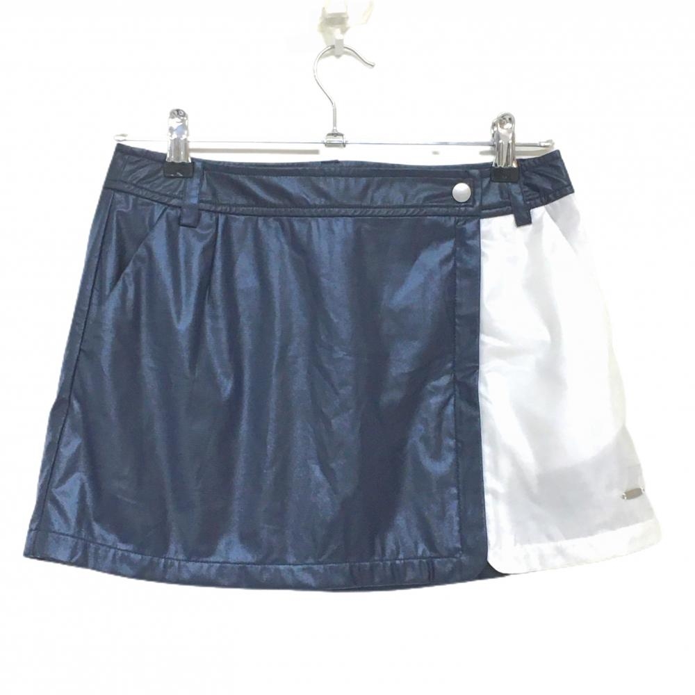 【超美品】ヒールクリーク スカート ネイビー×白 薄手 レディース 40(M) ゴルフウェア Heal Creek