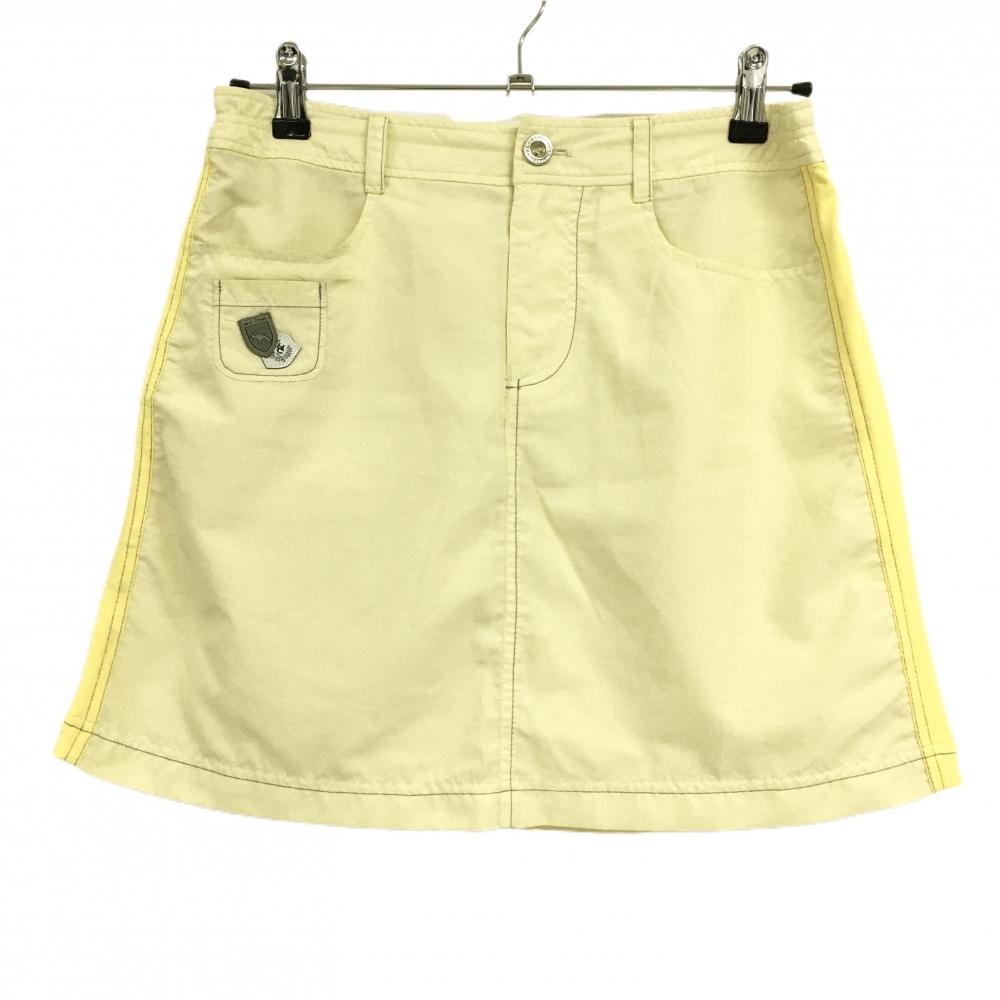 ヒールクリーク スカート ライトイエロー サイドウエストゴム 薄手 レディース 40 ゴルフウェア Heal Creek