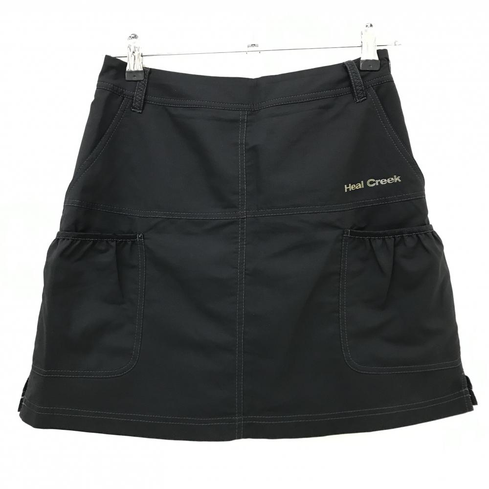 【美品】ヒールクリーク スカート 黒 ポケット複数 内側インナーパンツ レディース 40(M) ゴルフウェア Heal Creek