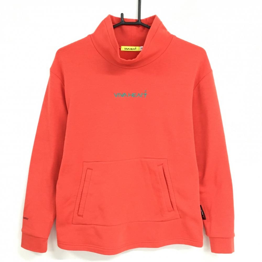 【美品】ビバハート 長袖ハイネックシャツ レッドオレンジ 裏起毛  レディース 42(L) ゴルフウェア VIVA HEART