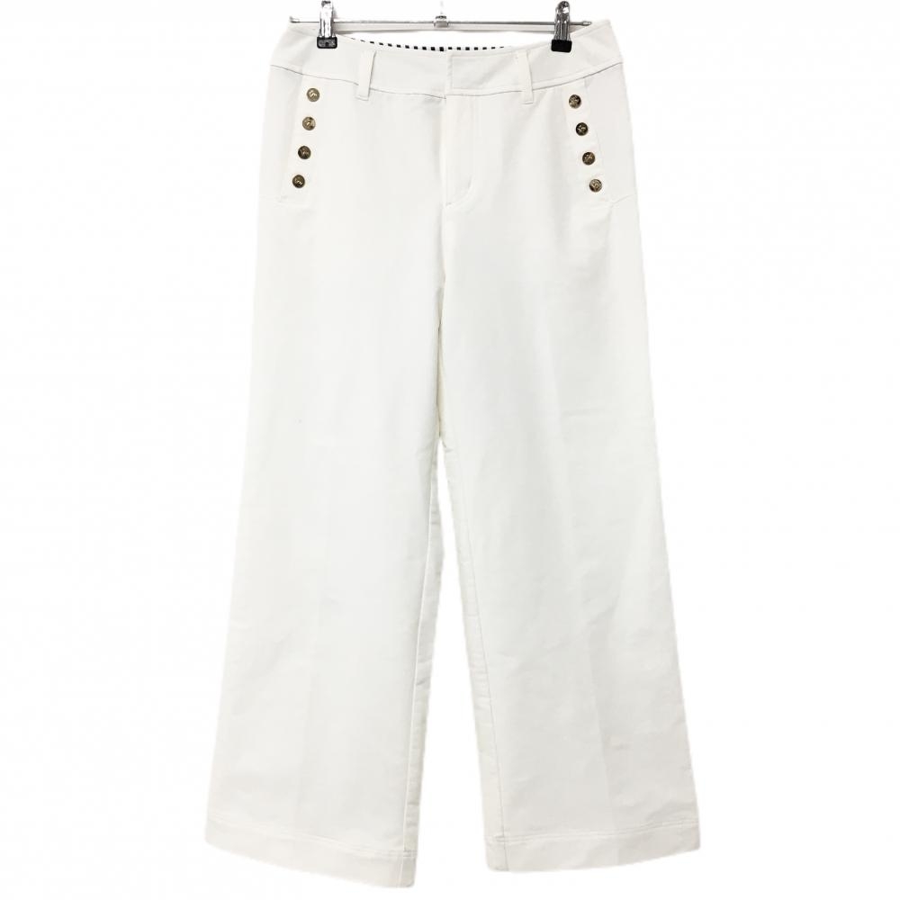 ビバハート パンツ 白 ゴールドボタン バックロゴ レディース 42(L) ゴルフウェア VIVA HEART